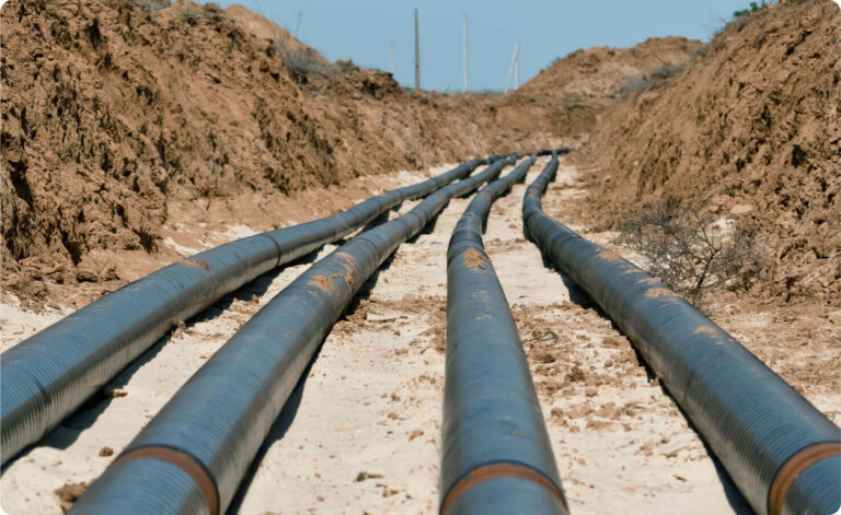 Pipelines on a construction site